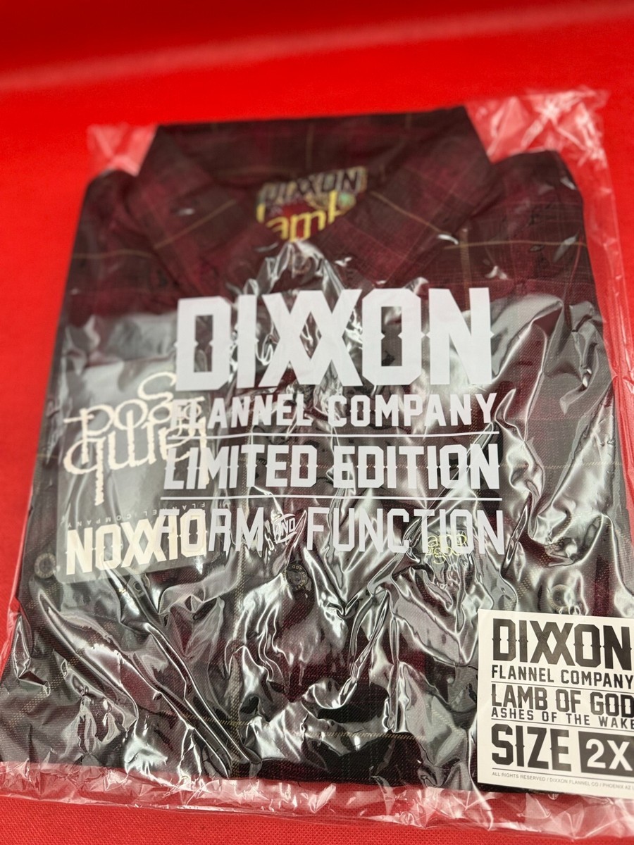 Dixxon Men's 2XL Lamb Of God Ashes Red Black Gold Button Up Dixxon Men's 2XL Lamb Of God Ashes Red Black Gold Button Up