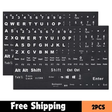 2PCS English Keyboard Stickers Replacement Letters, Full Size Big Letter QWERTY 