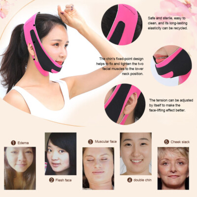 Gesicht V-Line Slim Lift Up Maske Doppelkinn Wangenreduzierer Abnehmen-Gürtel Riemen Band·