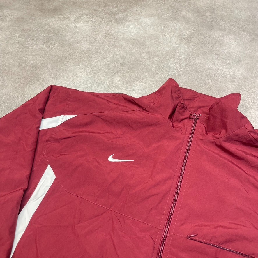 Nike Track Jacket Mens Y2K Vintage Small Swoosh WindBreaker Full-Zip Coat Red XL image 4