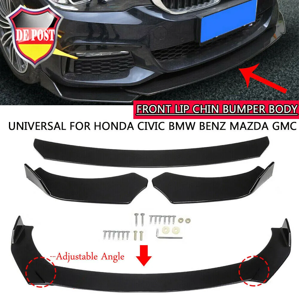 3x front bumper spoiler front lip splitter front apron black universal DE