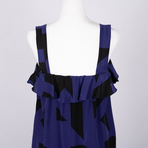 Amanda Uprichard Women's Size MEDIUM 100% Silk Shift Mini Dress Ruffled Colorful - Picture 4 of 6
