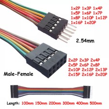 1x2P-2x20P Single/Double Row Male-Female DuPont 2.54mm Rainbow Cable Jumper Wire