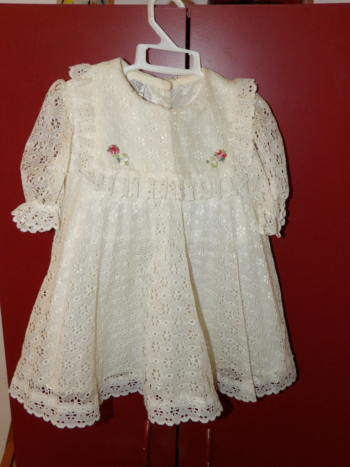 OFF WHITE Abito vintage in pizzo bianco sporco bambina taglia 2T