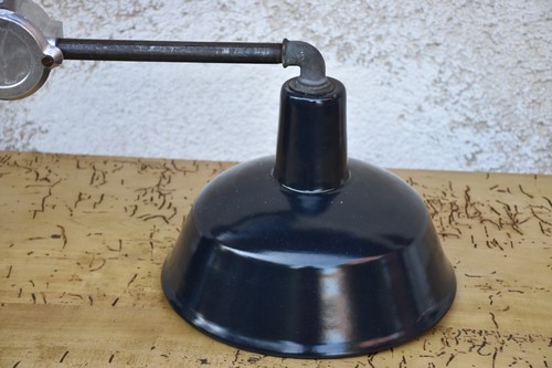 KE198 Antike Doppel Emaille Schirm Decken Scherenlampe - Bild 4 von 9