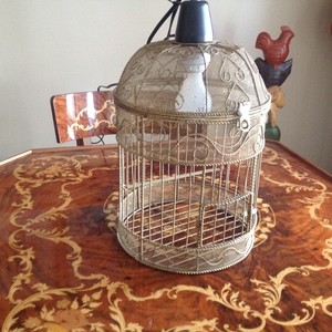 Retro Industrial Shabby Chic Brass Bird Cage Hanging Ceiling Lamp