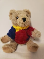Hugfun International Jointed Bear 9" With Colorful Sweater Vintage 2000