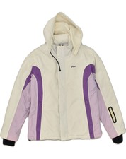 Asics Womens Hooded Windbreaker Jacket Uk 14 Medium White Colourblock Ab85