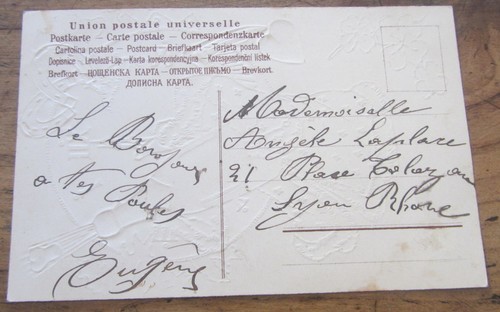 Cartolina d'epoca in rilievo Angelo - Buon Anno - postcard - tarjeta - - Foto 2 di 2