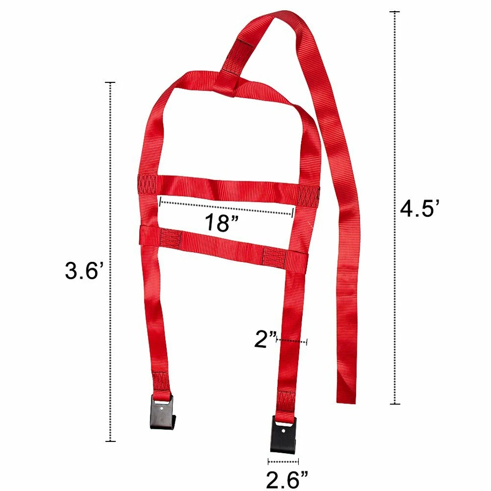 Heavy Duty 2PCS RED Car Tire Tow Dolly Straps Basket Tie Down Strap w/ Flat Hook - Image 2 of 4