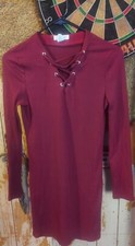Capella Burgundy Lace up front Sweater dress Size large