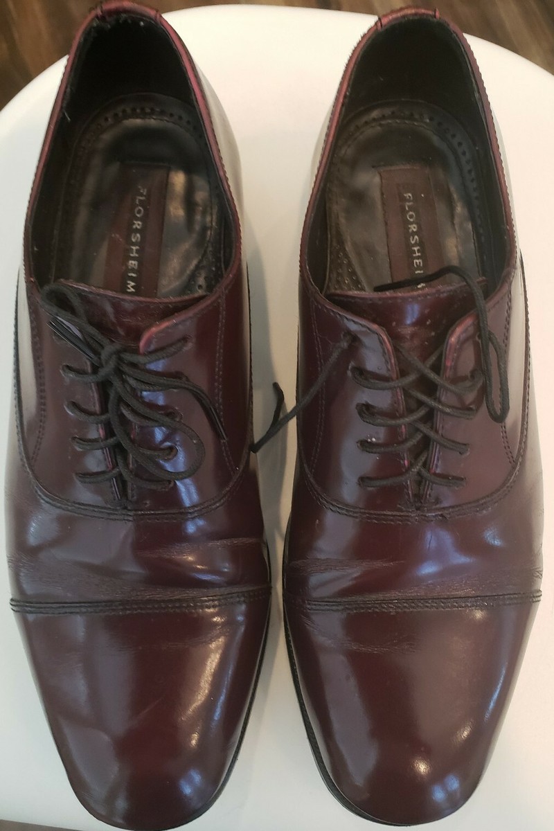 Florsheim Mens Lexington Burgundy Leather Cap Toe Tie Dress  display picture 3