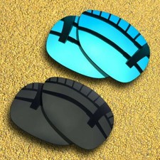 US 2 Pairs Lenses Replacement for-Oakley Feedback Polarized-Solid Black Blue