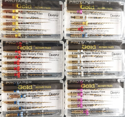 Protaper Gold Rotary Files Dentsply Tulsa Assorted Endodontics 21MM/25MM/31MM