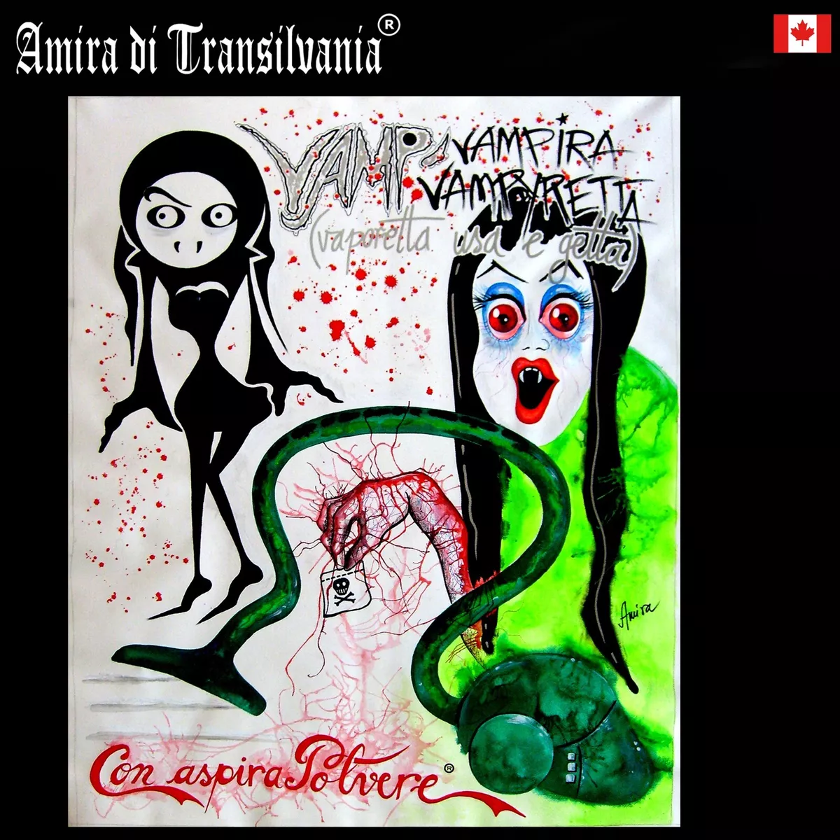 Poster Desenho de Arte Original da Vampira de Cartoon