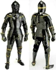 Medieval Knight Suit of Armor Combat Full Body Armor Black