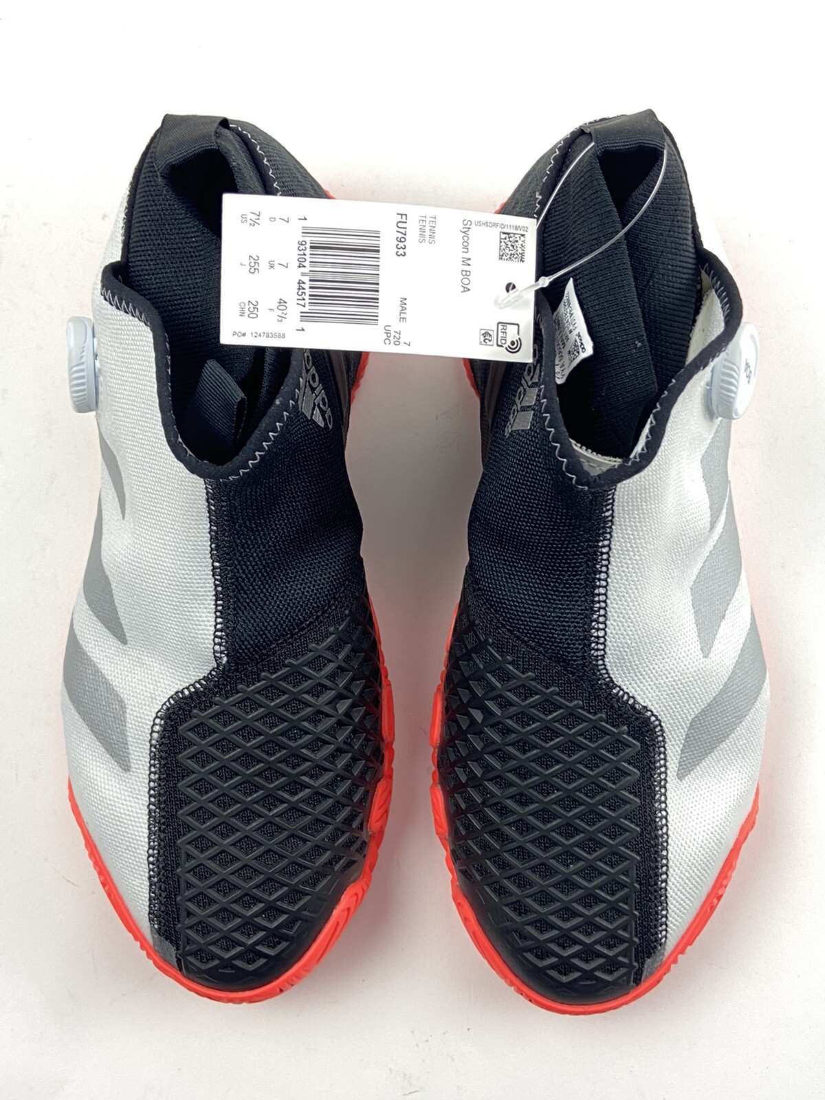 adidas men's stycon boa tennis shoes white and silver metallic