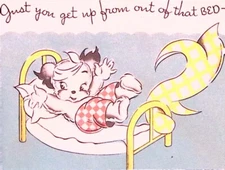Get Well Envelope Vintage Dogs Jumping Out of Bed