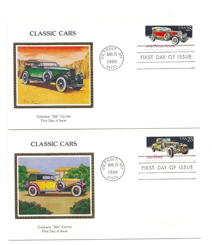 2381-85 Classic Cars set of 5 Colorano "Silk" Cachets, FDCs - Picture 2 of 3