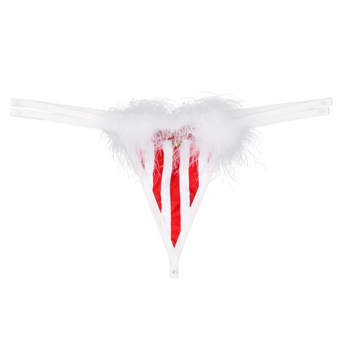Women's Velvet Christmas Santa Briefs Underwear Mrs Claus High Cut Crotchless - Picture 19 of 26