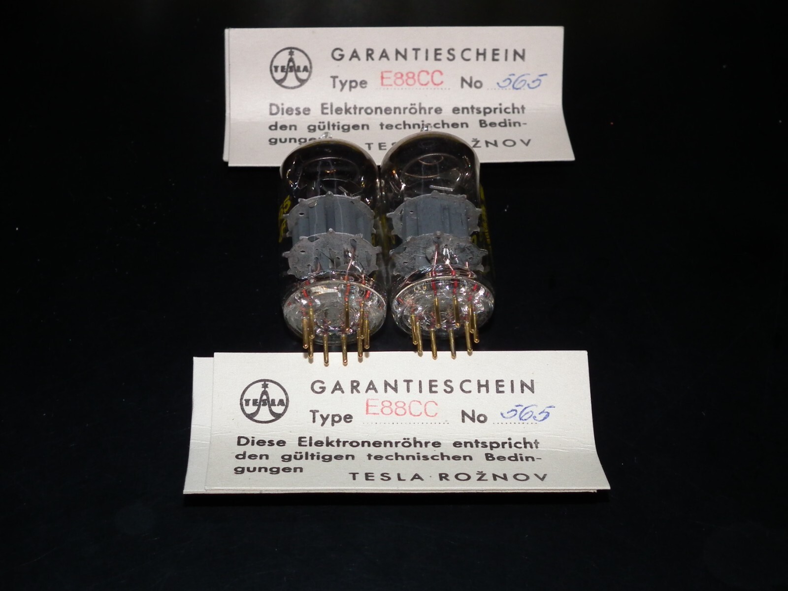 E88CC Tesla 6922 Czechoslovakia NOS NIB Platinum matched pair Gold Pins