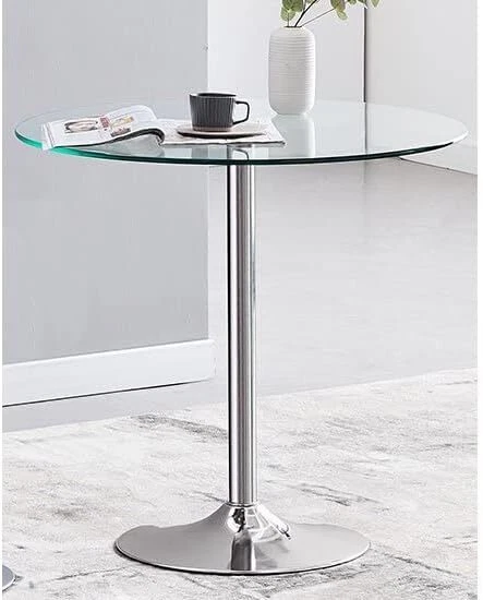 Round glass bar height dining table deals