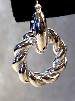 ULTRA FINE 950 TWISTED CONVERTIBLE DOUBLE 1-3/16'' HOOP EARRINGS (M4564-24)