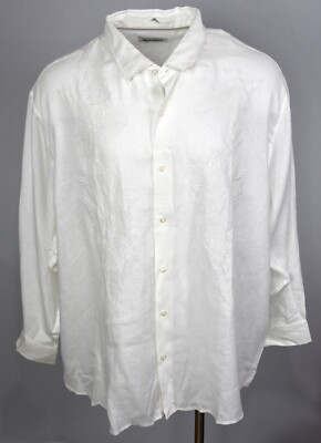 Tommy Bahama Linen Shirt Men's Size 3XLB Big Costa Capri Roses Design White