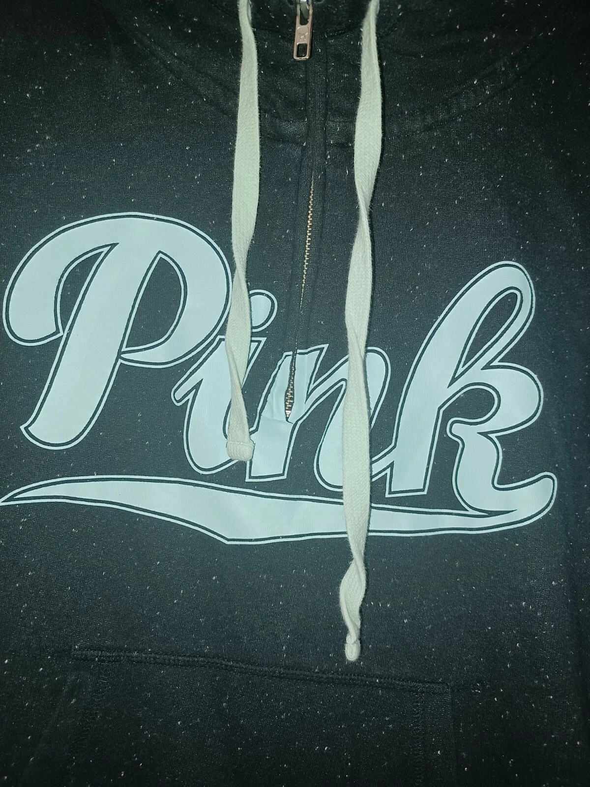 UNDERCOVER Felpa con cappuccio VICTORIA SECRET ROSA S donna logo tasca mezza zip nero pile verde