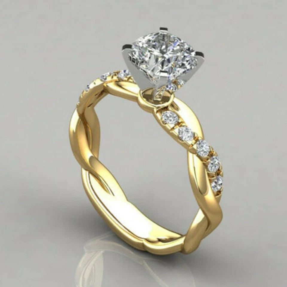 2Ct Round Cut Simulate Diamond Twisted Shank Style Engagement Ring 14k Gold Over - Image 4 of 4