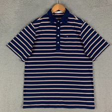 Criquet Players Polo Shirt Men's Medium Navy Striped Organic Cotton Golf Casual