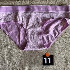Victoria  s Secret Small Lavender Floral Logo Hipster Panties