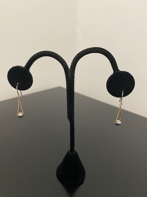 VTG Signed Jacmel Mauritius 10K Yellow & White Gold Teardrop Dangle Earrings