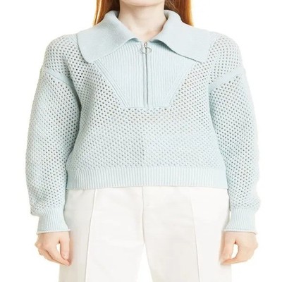 NEW Jonathan Simkhai Blue Ariella Half Zip Pullover Sweater XS