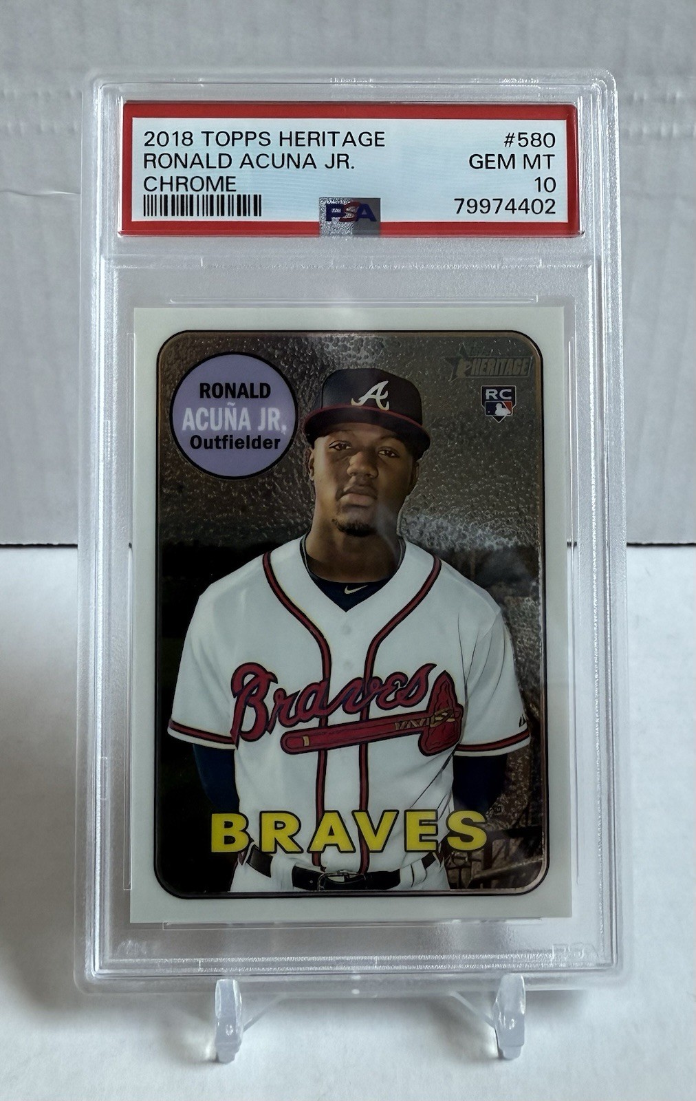 2018 Topps Heritage Ronald Acuna Jr RC Chrome /999 PSA 10 Gem THC-590 Braves