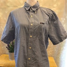 Chaps M Blue Plaid Short Sleeve Dress Shirt