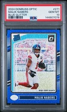 2024 Donruss Optic Malik Nabers Rated Rookie Blue Glitter SSP PSA 10 Gem RC