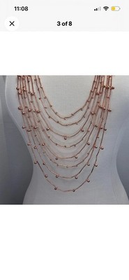 Long Layered Waterfall Necklace Rose Gold Goldtone Premier Designs Sun Kissed
