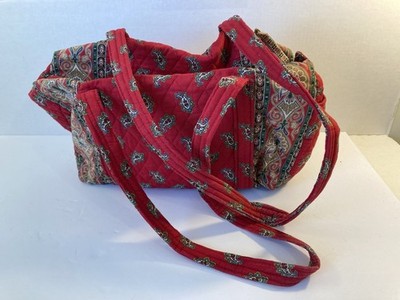 Vera Bradley Indiana Apple Red Paisley Small Duffle Bag~ Double Handles~ Retired