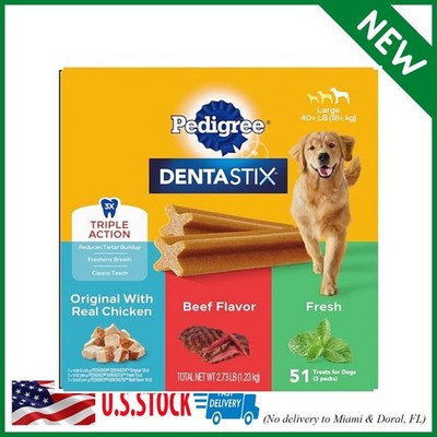 Pedigree Dentastix Large Breed Dog Treats, Original, Beef & Fresh Flavor, 2.73 l