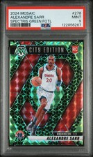 2024 Mosaic Alexandre Sarr #278 Spectris Green Prizm #1/5 Rookie Fotl RC PSA 9