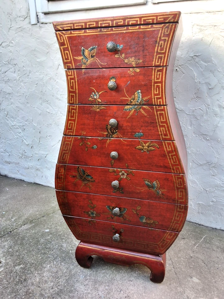 CHINESISCHE ROT LACKIERTE VASENFORM SCHRANK KOMMODE