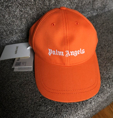 Palm Angels gesticktes Logo Junior Baseball Cap, Gr. II orange weiß NEU #