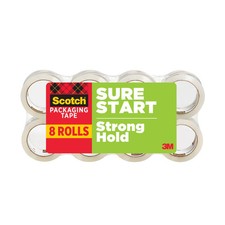 Sure Start Packaging Tape, Clear, 1.88 in x 54.6 yds, 8 Rolls