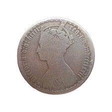 1872 Silver Queen Victoria .925 Silver Gothic Florin Coin