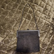 Antique German Silver Metal Mesh Victorian Purse 6" x 5"