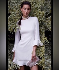 JILL STUART BHLDN Anthropologie Jenny Dress White Flutter Mini Sz 0