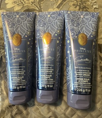 3  Bath & Body Works DISNEY PRINCESS CINDERELLA Body Cream-24 Hour LOTION 8 OZ