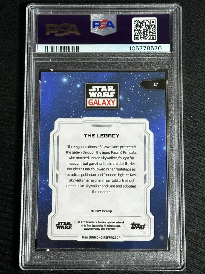 2024 Star Wars Galaxy Chrome Refractor The Legacy #47 PSA 10 GEM MINT Padme Leia - Image 2 of 2