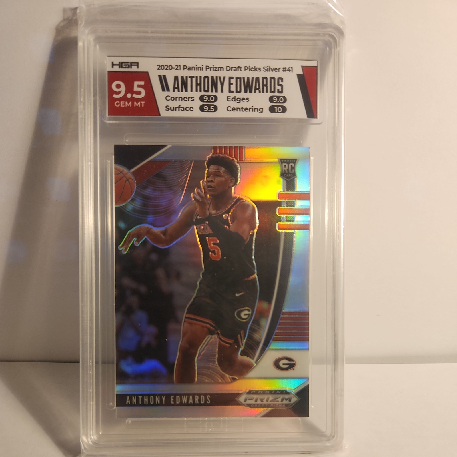 2020-21 Panini Draft Picks  HGA 9.5 Anthony Edwards #41 Silver Prizm RC Gem Mint